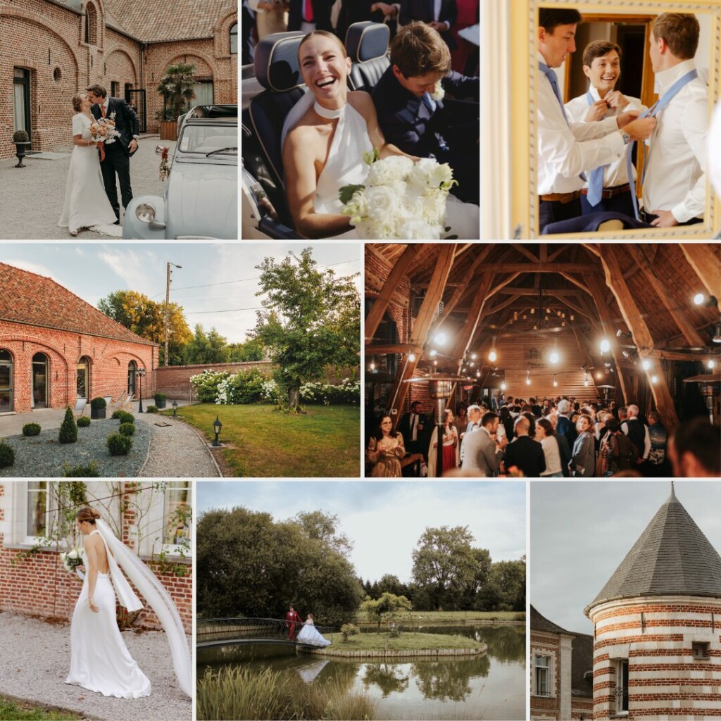 Mariage au Domaine de la Traxène avec réception, espaces extérieurs, salle de caractère, préparation des mariés et séance photo dans un cadre d’exception.